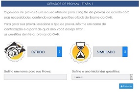 Geração provas para Exame OAB - Site Prova da Ordem