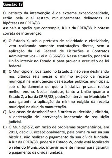 Questão passível de anulação XIV Exame da OAB - Direito Constitucional