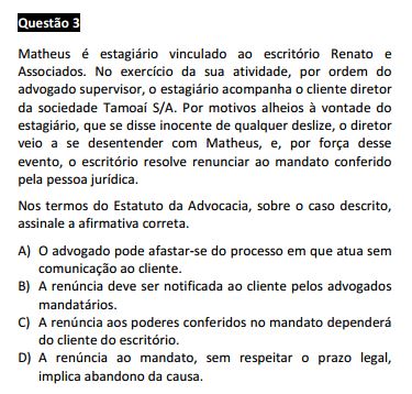 Questão passível de anulação XIV Exame da OAB - Ética e Estatuto da OAB