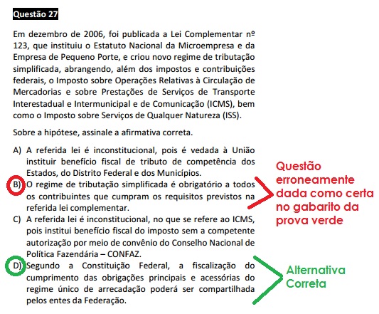 Questão passível de anulação XV Exame da OAB