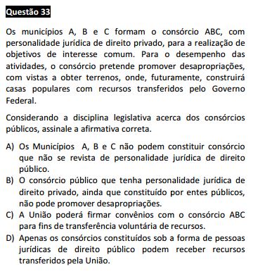 Questão passível de anulação XV Exame da OAB - Direito Administrativo