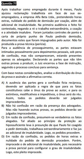 Questão passível de anulação XI Exame da OAB - Processo do Trabalho