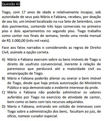 Questão passível de anulação XII Exame da OAB - Direito Civil