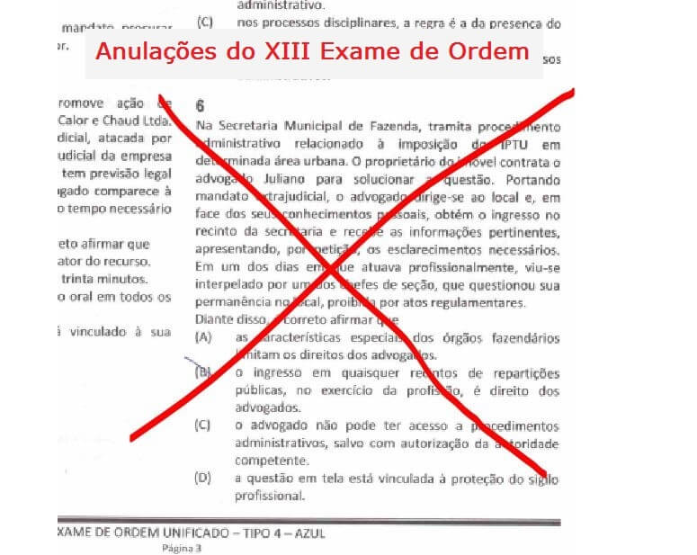 Anulações do XIII Exame de Ordem - 1ª fase OAB