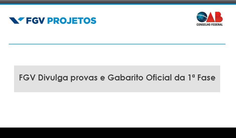 Provas e Gabarito oficial 1ª Fase