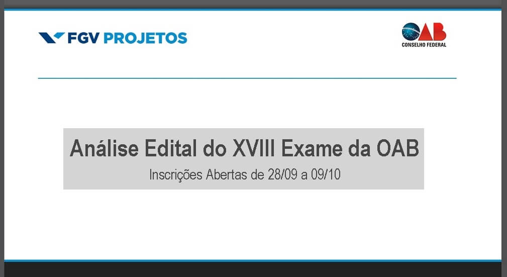 Análise Edital XVIII Exame de Ordem