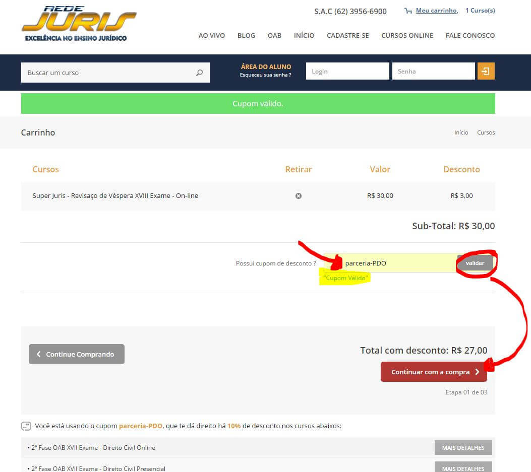 compra curso véspera 2ª fase oab - passo2