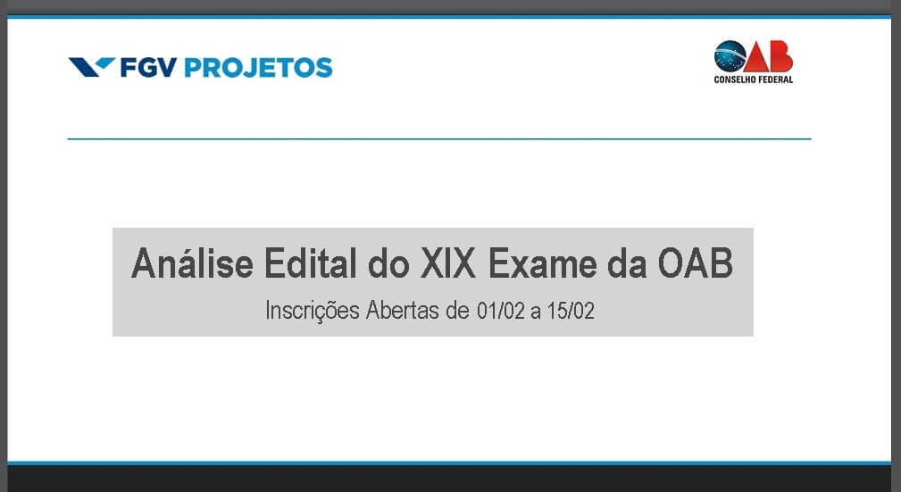 análise de edital de abertura - XIX Exame de Ordem