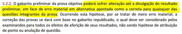 Retificação do Gabarito Preliminar - Item previsto no Edital de Abertura