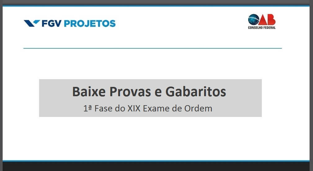 provas e gabaritos da 1ª fase - XIX Exame OAB