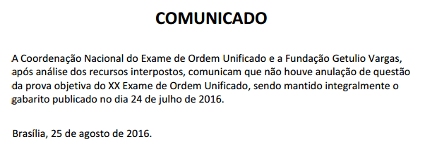 comunicado FGV sobre anualções