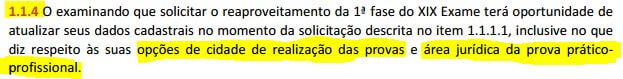 alterar a matéria para 2ª fase da OAB