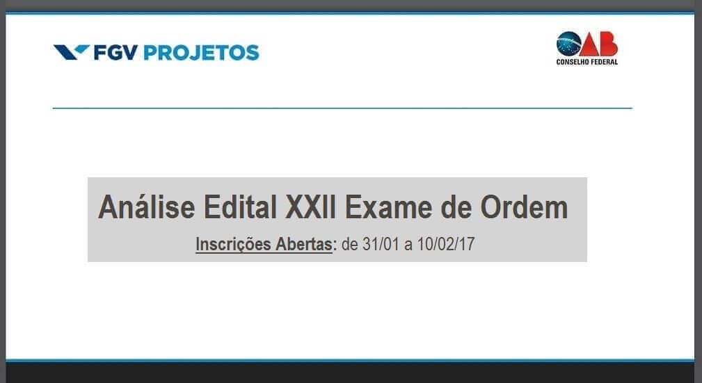 Análise Edital XXII Exame de Ordem