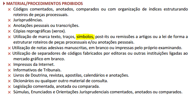 Materiais permitidos na prova de 2ª fase do XXII Exame de Ordem