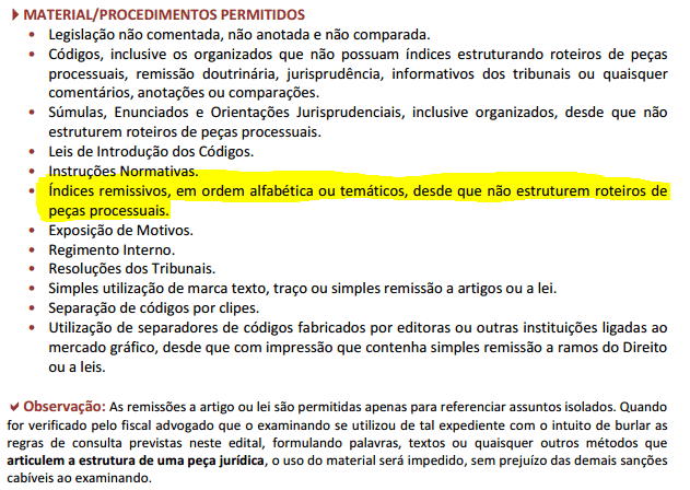 Materiais permitidos na prova de 2ª fase do XXII Exame de Ordem