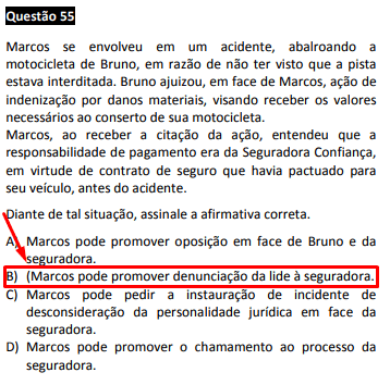 Questão 55 da Prova Verde com alternativa certa marcada