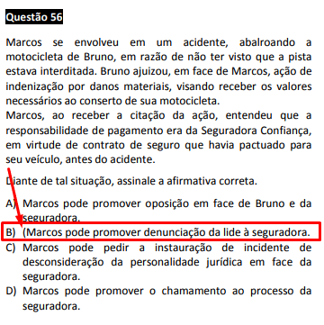 questão passível de anulação no XXIV Exame OAB - 1ª fase - questão 56 de Direito Civil