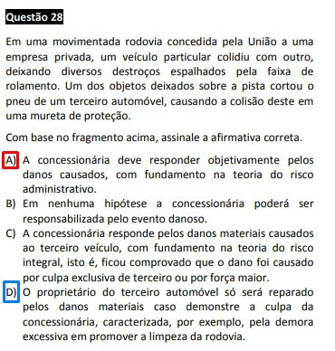 Questão passível de anulação XXVI Exame OAB - 1ª fase - questão 28 de Administrativo