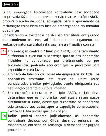 Questão passível de anulação XXVII Exame OAB - 1ª fase - questão 08 de Ética