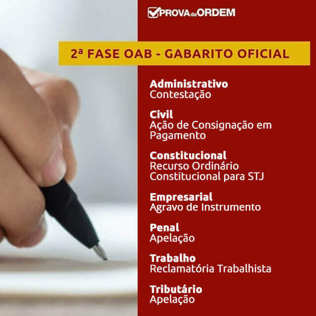 Gabarito oficial 2ª Fase XXX Exame OAB