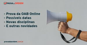 Megafone com o texto Prova da OAB Digital