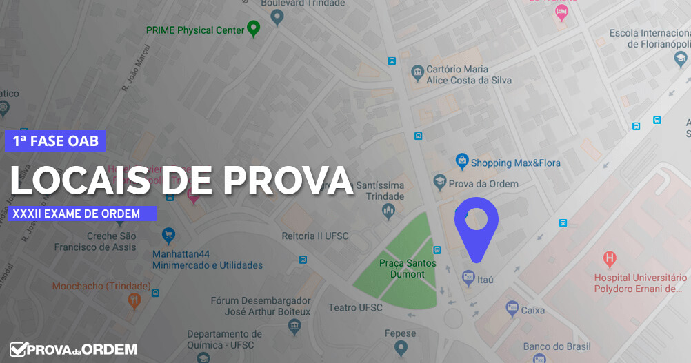 Imagem de um mapa com os locais de prova XXXII Exame OAB