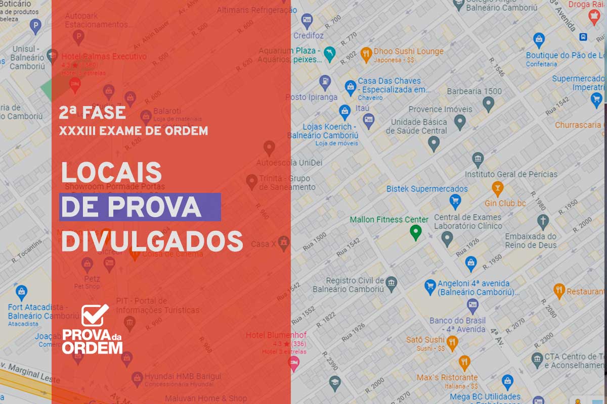 Confira Locais de Prova da 2ª Fase do XXXIII Exame de Ordem