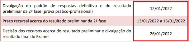 Próximas Datas Importantes do Exame de Ordem edição 33