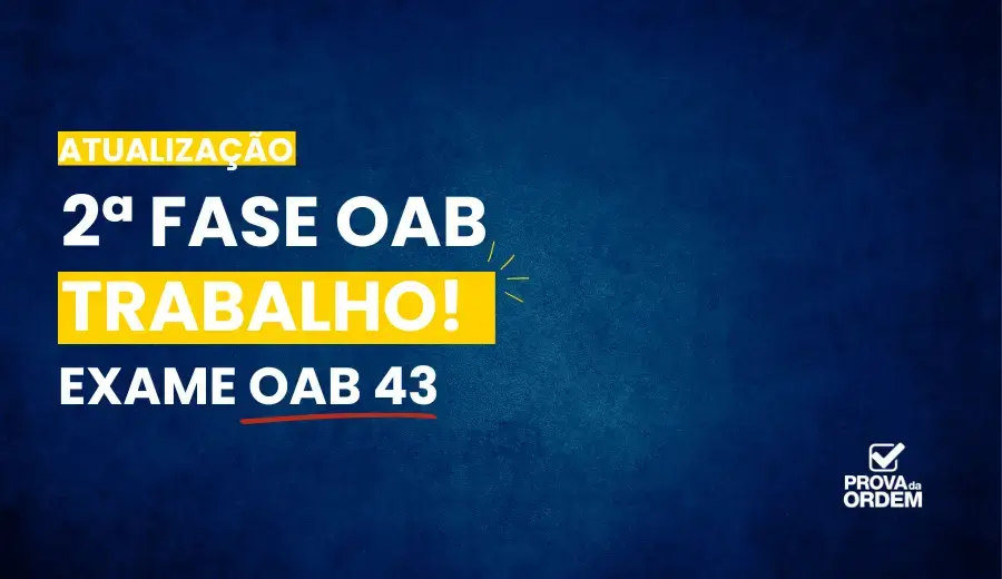 Fundo azul com texto OAB 43 Trabalho - MPF e outras informações