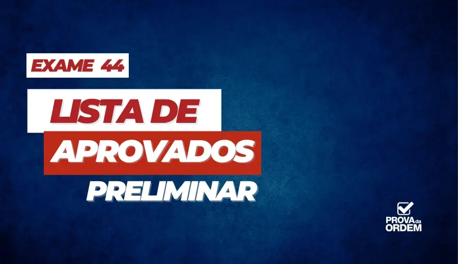 Capa apresentando o texto "LISTA DE APROVADOS PRELIMINAR" com fundo azul e letras em vermelho e branco.