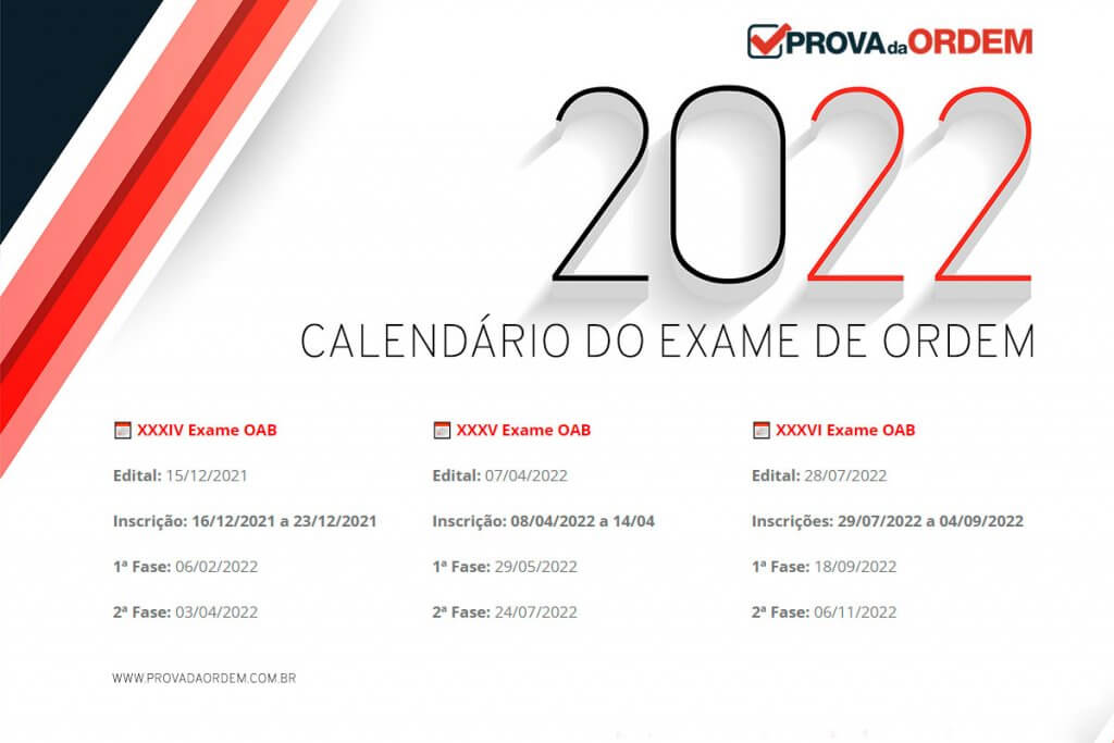 Apresentar o calendário da OAB em 2022 Calendário OAB 2022