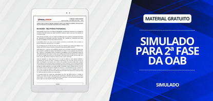 Imagem ilustrativa apresentando um ipad com um Simulado para 2ª fase da OAB aberto